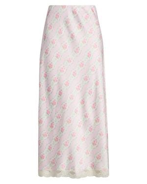 LoveShackFancy Castle Floral Print Lace Midi Skirt - White