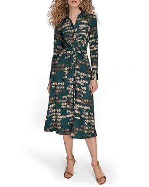 Donna Karan Satin A-line Midi Dress - Green
