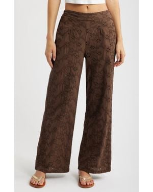 DELUC Colosseum Cotton Eyelet Pants - Brown