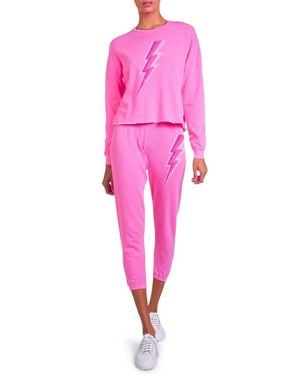 Lauren Moshi Alana X Lightning Bolt Sweatpants - Pink