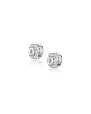 Sheryl Lowe Crystal Diamond Wide Huggie - White
