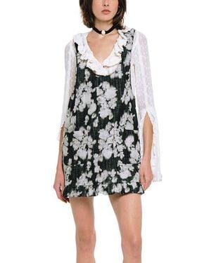 Anna Sui Rose Illusion Denim Ruffle Sweater - White