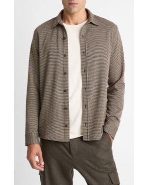 Vince Houndstooth Button-Up Shirt - Brown