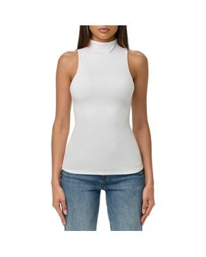 Naked Wardrobe Sleeveless Mock Neck Top - White