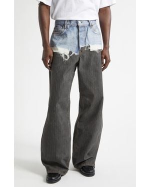 Acne Studios 1981 Loose Fit Trompe L'Oeil Pinstripe Jeans - Gray