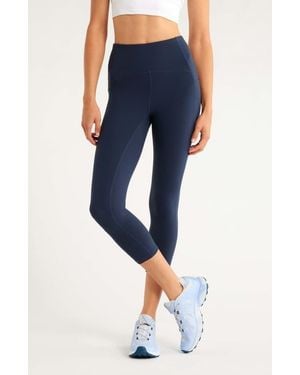 Zella Studio Luxe High Waist Pocket Crop Leggings - Blue
