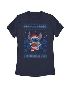 Lilo Et Stitch Christmas With Scrump Graphic T-Shirt - Blue