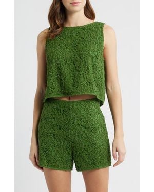 Cleobella Adrienne Floral Guipure Lace Sleeveless Top - Green