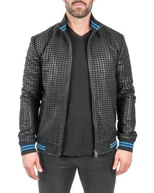 Maceoo Geometric Leather Jacket - Black