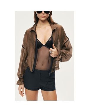 Nocturne Sheer Zip Front Jacket - Black