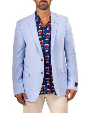 Maceoo Socrates Martyr020 Seersucker Sport Coat - Blue