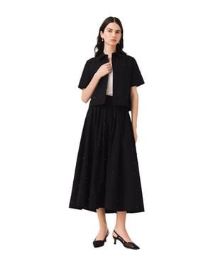 Maje Long Beaded And Rhinestone Skirt - Black