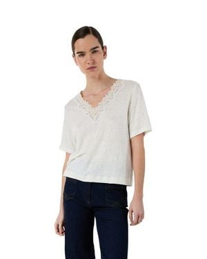 Gerard Darel Maevanelle Embroidered V-Neck T-Shirt - White