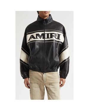 Amiri Sport Logo Lambskin Leather Jacket - Black