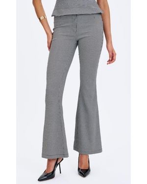 Miss Circle Ulli Micro-Houndstooth Flared Pants - Gray