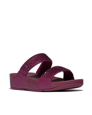 Fitflop Lulu Maxi-crystal Two-bar Slides - Purple