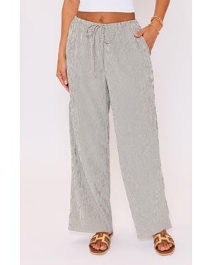 Vici Collection Ease Stripe Drawstring Wide Leg Pants - Gray