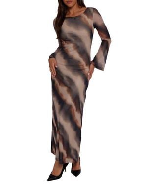 Petal & Pup Pandora Long Sleeve Mesh Maxi Dress - Multicolor