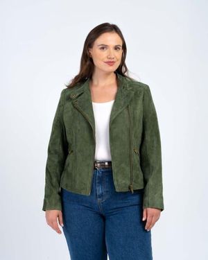 Kettlewell Hudson Suede Biker Jacket - Green