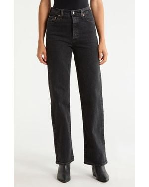 Levi's Ribcage High Waist Straight Leg Jeans - Black