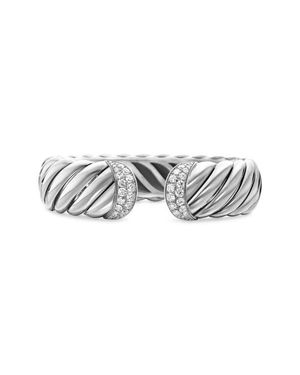 David Yurman Sculpted Cable Cuff Bracelet With Pavé Diamonds - Gray