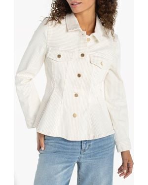 Liverpool Jeans Company Stripe Fit & Flare Denim Trucker Jacket - White