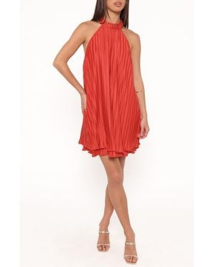 Petal & Pup Tyra Plissé Halter Minidress - Red