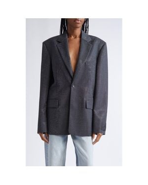 Alexander Wang Hotfix Crystal Oversize Blazer - Black