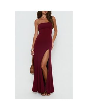 Princess Polly Diamanti High Slit Strapless Gown - Red