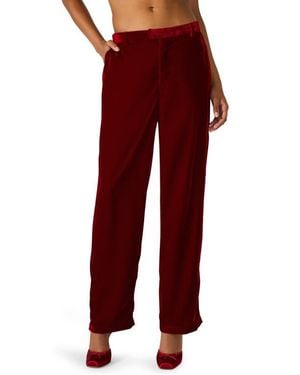 Steve Madden Tonia Velvet Straight Leg Pants - Red
