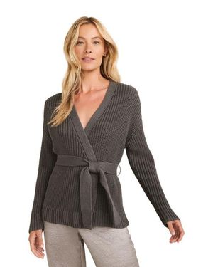 Haven Well Within Cotton Blend Lurex Belted Cardigan - Gray