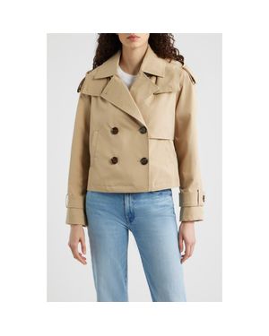 Michael Kors Crop Trench Coat With Removable Hood - Blue