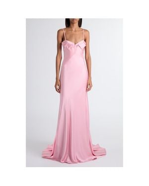 McQueen Double Silk Satin Evening Gown - Pink
