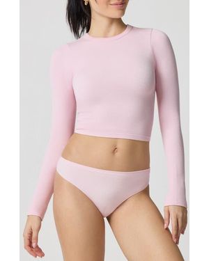 Florence By Mills Softie Seamless Long Sleeve Crop T-Shirt - Pink