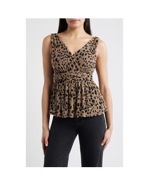 Loveappella Sleeveless Peplum Top - Natural