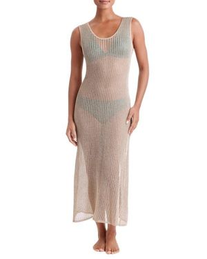 Mimi Flamingo Lagoon Open Stitch Midi Dress - Multicolor