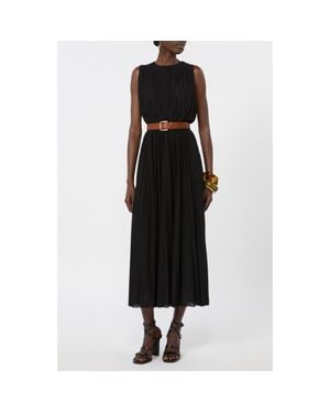 Max Mara Laghi Pleated Jersey Dress - Black