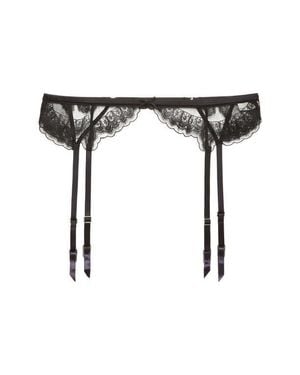 Fleur du Mal Mila Eyelash Lace Garter Belt - Black