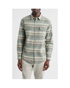 Pendleton Beach Shack Stripe Brushed Cotton Button-Up Shirt - Green