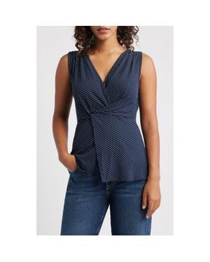 Loveappella Twist Front Sleeveless Top - Blue