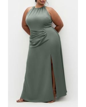 City Chic Celina Pleated Sleeveless Maxi Dress - Green