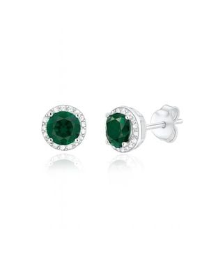 Donatello Gian Sterling Halo Stud Earrings - Green