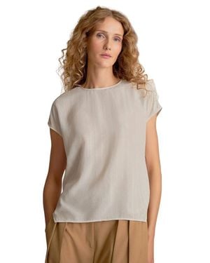M.M.LaFleur Didion Printed Washable Silk Drape Top - Gray