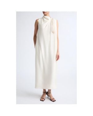 Altuzarra Jackie Fringe Trim Silk Dress - White