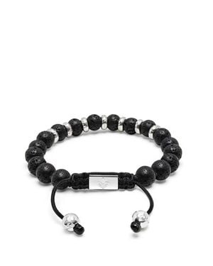 Nialaya Sterling Lava Stone Beaded Bracelet - Black