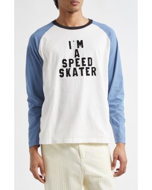 Bode Skater Flocked Baseball T-Shirt - White