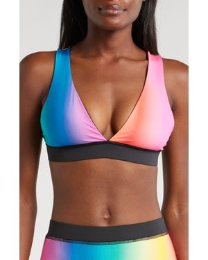 TOMBOYX Reversible Plunge Bikini Top - Blue
