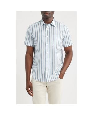 Nordstrom Cotton Blend Seersucker Button-Up Shirt - Blue