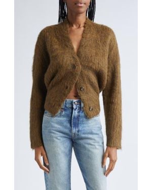R13 Split Hem Rib Alpaca & Wool Blend Cardigan - Brown