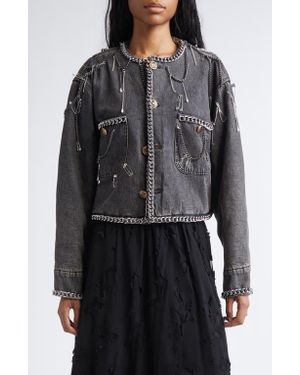 R13 Chain Embellished Denim Chore Jacket - Black